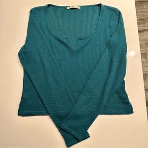 Forest green waffle shirt, Size L, Abercrombie